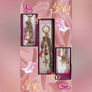 Studio Gold-Toned Charm with Pink Crystals/Pink Cowgirl Boots/Pink Cowgirl Hat